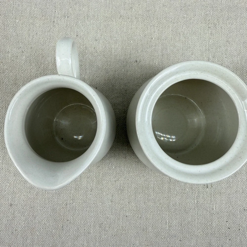 Vintage Kingsbury Stoneware Cream and Sugar Set Japan‎ Speckled Brown Band